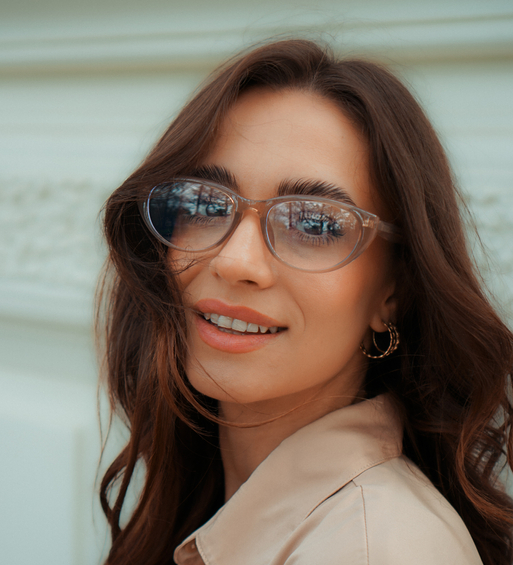 Okulary zerówki do komputera / okulary korekcyjne kocie oczy Mila Beige