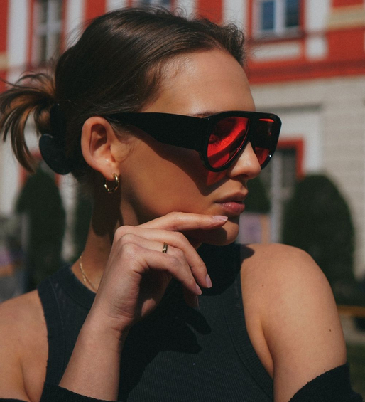 Oversize okulary przeciwsłoneczne pilotki z czerwonymi szkłami Alaska Red