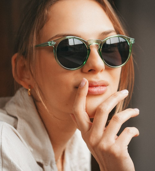 Okrągłe oprawki zielone transparentne okulary przeciwsłoneczne Perugia Green