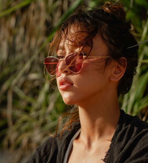 Różowe kocie okulary przeciwsłoneczne z metalową oprawką Bilbao Pink