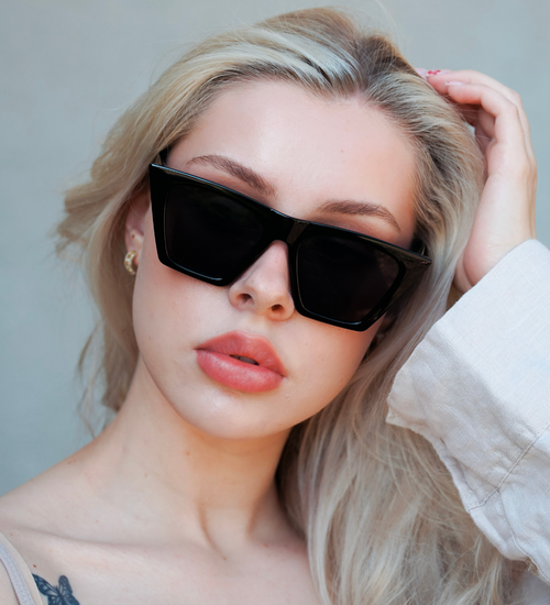 Modne czarne okulary koty Syracuze Black Bigger Size