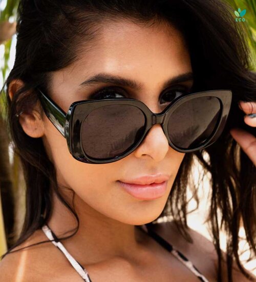 Duże czarne okulary przeciwsłoneczne damskie UV eleganckie Dorothy Black