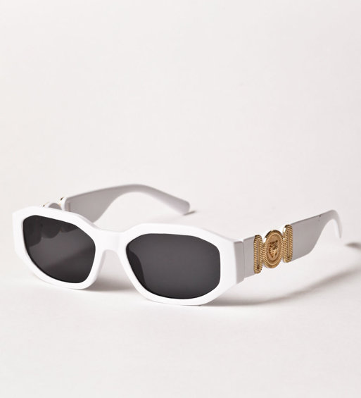 Białe prostokątne okulary przeciwsłoneczne z ozdobnymi detalami Sucre White