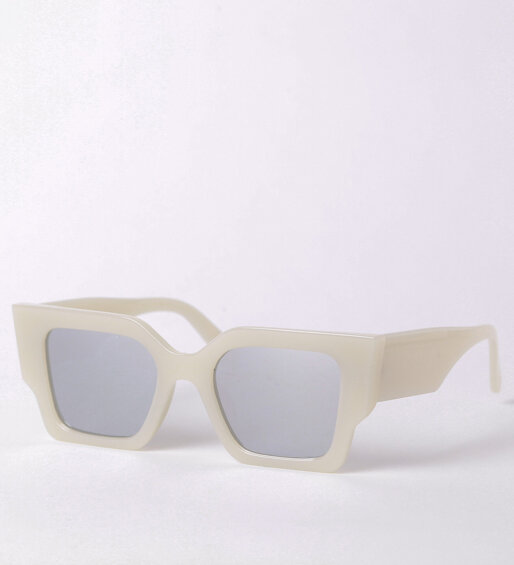 Kremowe kwadratowe okulary z lustrzanymi soczewkami Milan Cream