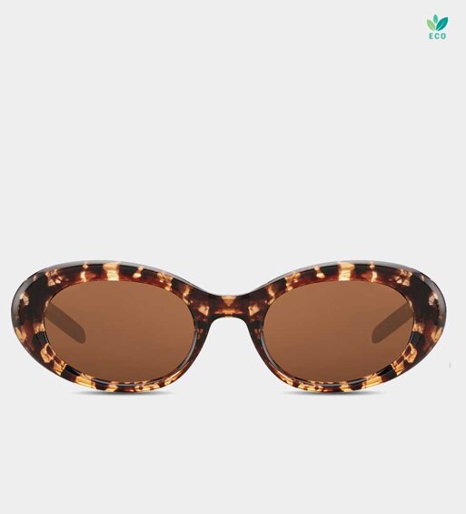 Owalne okulary przeciwsłoneczne retro UV400 panterka Diana Amber