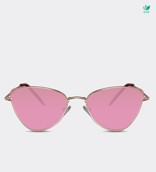 Różowe kocie okulary przeciwsłoneczne z metalową oprawką Bilbao Pink